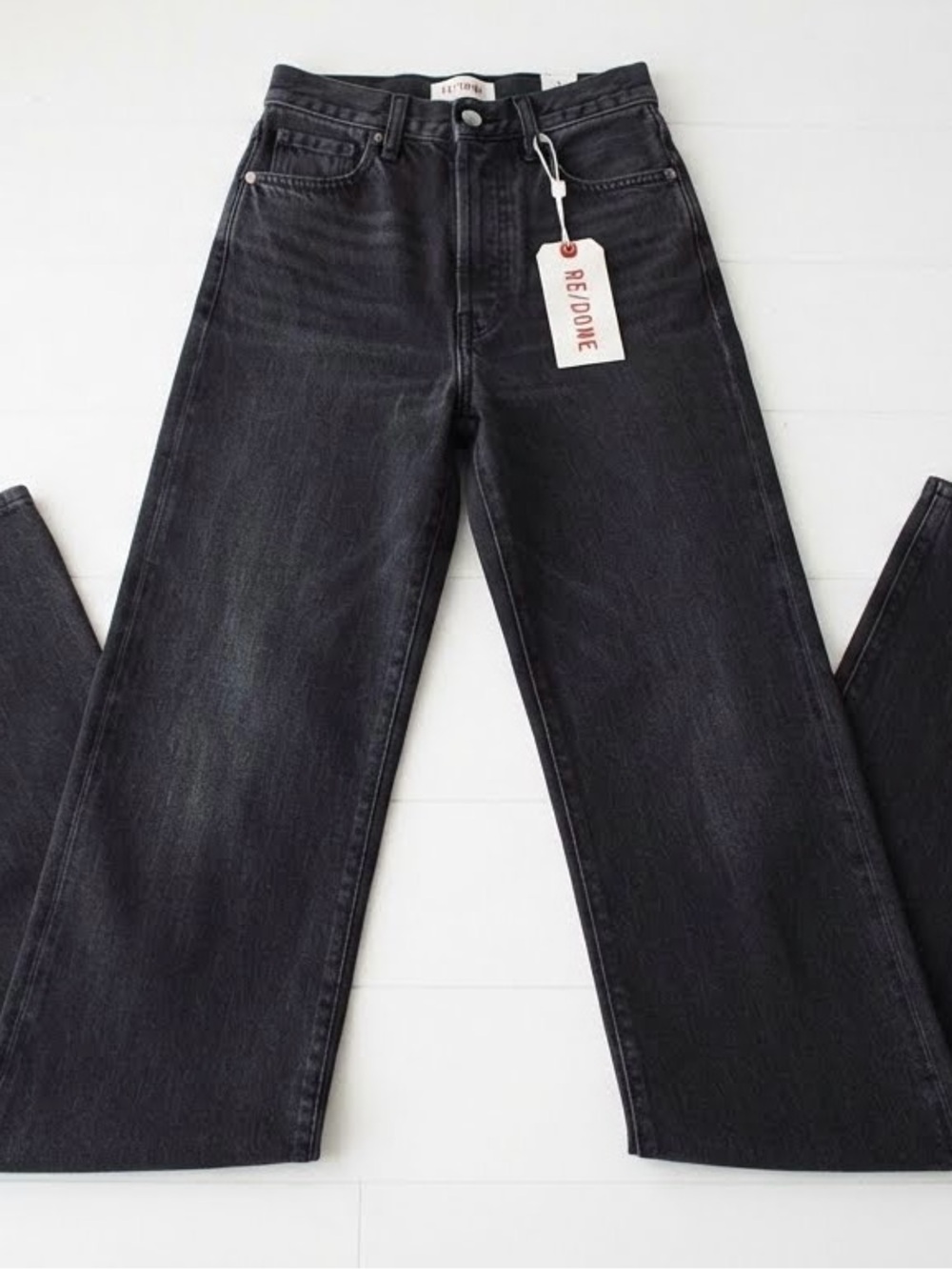 Re/Done Black High-Rise Wide Leg Jeans